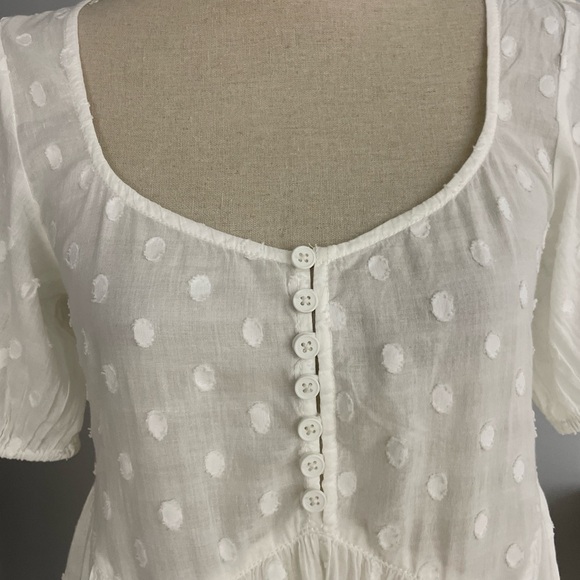 Urban Outfitters Kimchi Blue Maci Polka Dot Mini Dress White Size Small Boho - Picture 6 of 13